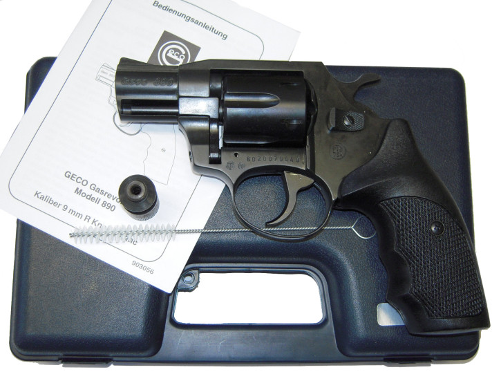 Gasrevolver Geco Modell 890, brüniert mit Kunststoffgriff, 9mm RK