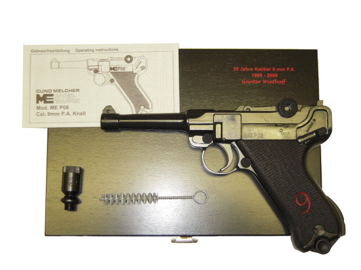 Melcher P08 - LIMITED EDITION - 20 Jahre 9 mm P.A.K., Holzgriff