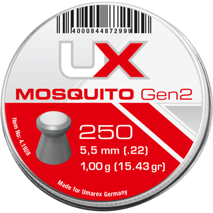 UX Mosquito Diabolos Gen2 cal. 5,5 mm (.22) Diabolo 250 Stück UX Mosquito Diabolos Gen2 cal. 5,5 mm (.22) Diabolo 250 Stück