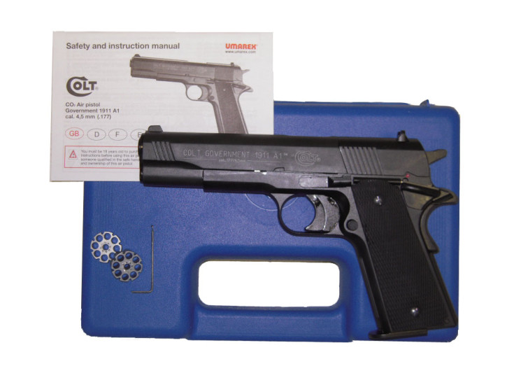 Colt Government 1911 A1, brüniert, 4.5mm Diabolo Co2