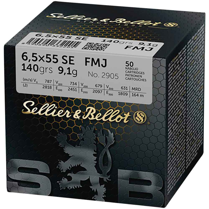 50 Schuss Sellier & Bellot 6,5x55 Vollmantel 9,1g/140grs. 50 Schuss Sellier & Bellot 6,5x55 Vollmantel 9,1g/140grs.