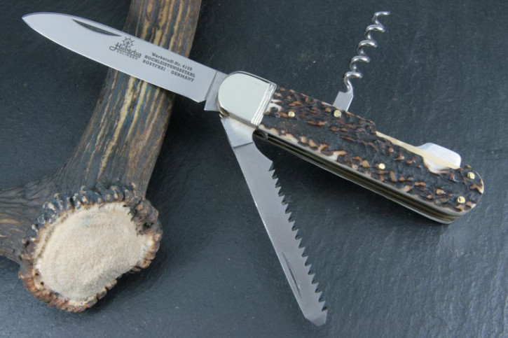 Hubertus 3 teiliges Taschenmesser Klinge Säge Korkenzieher