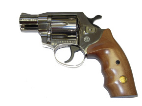 Gasrevolver Geco Modell 890, verchromt mit Holzgriff, 9mm RK