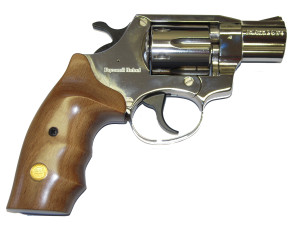 Gasrevolver Geco Modell 890, verchromt mit Holzgriff, 9mm RK