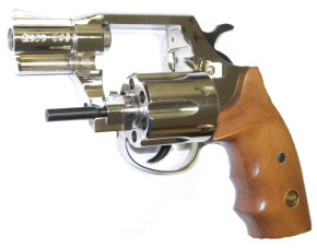 Gasrevolver Geco Modell 890, verchromt mit Holzgriff, 9mm RK