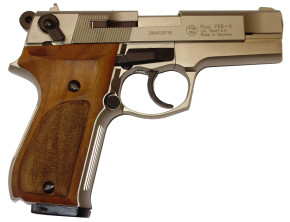 Walther P88 Compact, vernickelt Holzgriff, 9mm P.A.K.