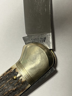 Gräfrath Jagdtaschenmesser mit Hirschhorngriff