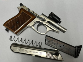 Röhm RG 800 vernickelt mit Holzgriff, 8mm Knall, Sammlerpistole