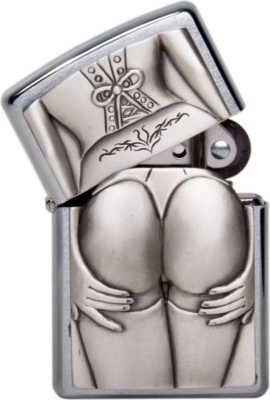 ZIPPO chrom gebürstet Plakette "Stocking Girl" 1300116